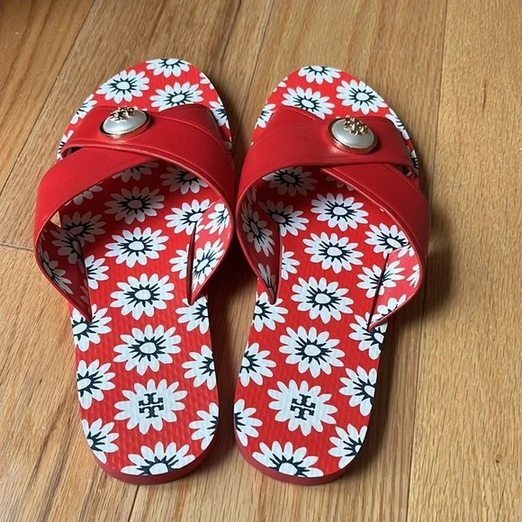 Tory Burch Melody Criss Cross Leather Sandals Sz 9 - Picture 6 of 15